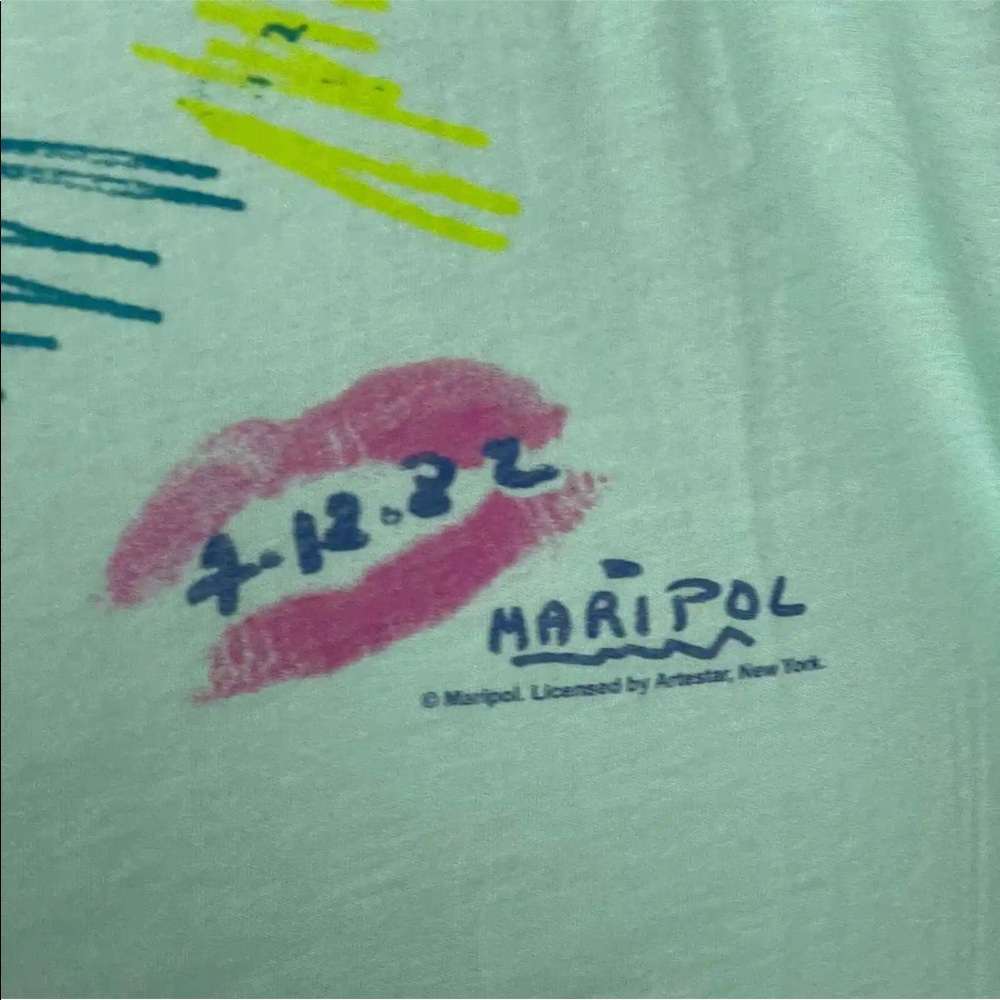🔥JUNK FOOD🔥UO GRAPHIC LIPSTICK KISS MARIPOL RACERBACK TANK TOP MINT GREEN XS - Picture 3 of 3